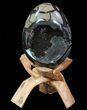 Septarian Dragon Egg Geode - Black Crystals #72064-2